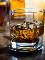 Glass of whisky on the rocks