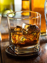 Glass of whisky on the rocks
