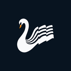 Elegance swan flag logo design