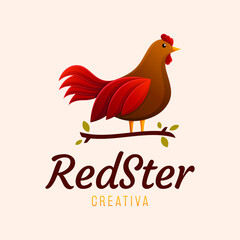 Fototapeta na wymiar Awesome red rooster Logo design