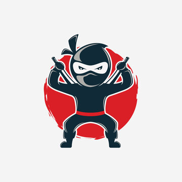 Simple ninja with sword logo design