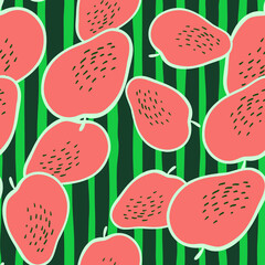 Creative apple seamless pattern in doodle style. Fruis wallpaper.