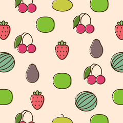 color pattern with different fruits