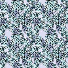 Creative bright tropical leaves seamless pattern. Monstera leaf background.