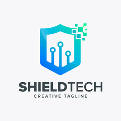 Modern data shield logo design