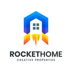 Modern rocket home logo design