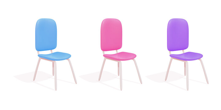 Minimal set of chairs on a pink background. Vector illustration.