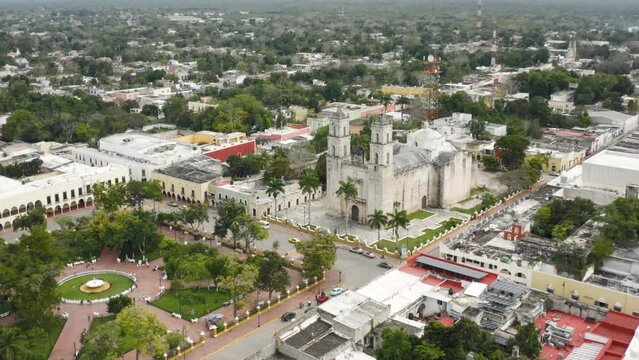 Downtown of Valladolid in Mexico. Aerial view