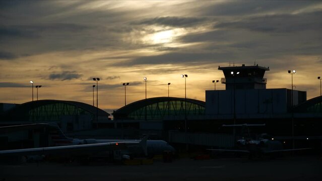 Sunset Time Lapse of Chicago Airport Clouds