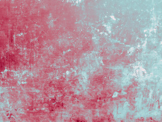 Blue red grunge texture. Retro rusty background. Weathered cracked fabric. Distressed grunge material. Aged dust