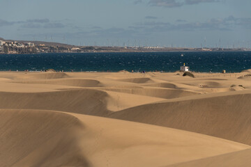 Vista de las dunas de Maspalomas en la isla de Gran Canaria, España