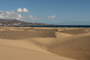 Vista de las dunas de Maspalomas en la isla de Gran Canaria, España