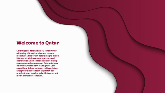 Welcome to Qatar abstract wavy paper cut background for your brochure, banner, flyer or poster design
