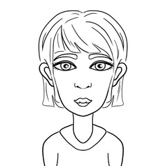 simple linear symmetrical portrait of a boy on a white background