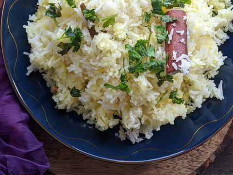 A bowl of fragrant Zafrani Pulao