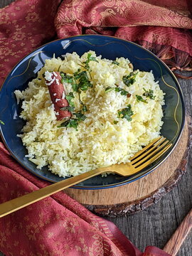 A bowl of fragrant Zafrani Pulao