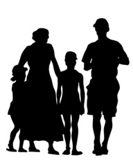 Families with little child on white background