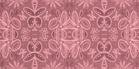 Tafelkleed Abstract folk ornament. Seamless ethnic design. Watercolor flower background. © Yasna