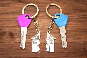 Colored keys with split house matching keychains