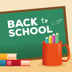 back to school lettering with chalkboard