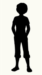 Obraz premium Pretty small girl. Vector drawing sketch