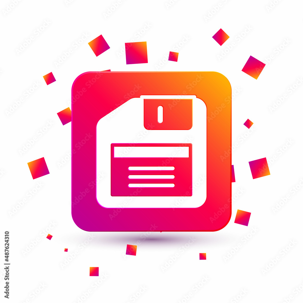Poster white floppy disk for computer data storage icon isolated on white background. diskette sign. square