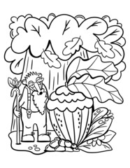 Line art coloring page on white backdrop. Zoo collection. Children education. Hand drawing animal. Animal print. Creative design.