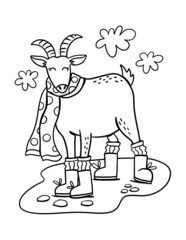 Line art coloring page on white backdrop. Zoo collection. Children education. Hand drawing animal. Animal print. Creative design.