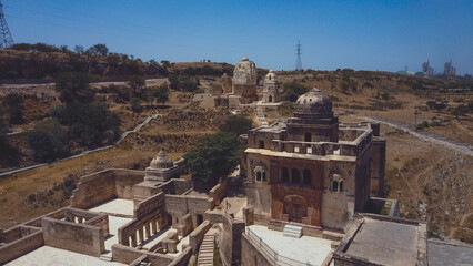 Aerial View to the Ruins of the Shri Katas Raj Temples, also known as Qila Katas, Pakistan