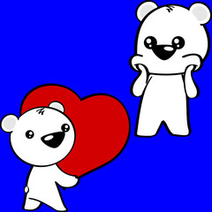 cute baby teddy polar bear character kawaii cartoon valentine set illustration in vector format