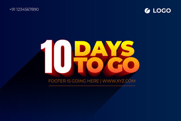 Ten days Left, 10 days to go.
3D Vector typographic design.
days countdown. Ten days to go.
sale price offer, 10 days only.