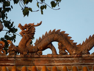 Chinese Dragon Carving at White Horse Temple, Luoyang, China. Birthplace of Chinese Buddhism.