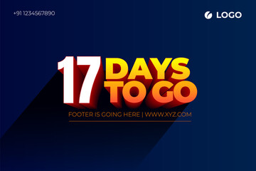 seventeen days Left, 17 days to go.
3D Vector typographic design.
days countdown. seventeen days to go.
sale price offer, 17 days only.