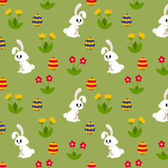 Obraz premium Flat hand drawn easter pattern.