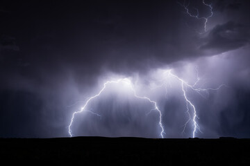 Sky full of lightning bolts in a storm