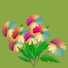 flower, plants ,botanical ,seamless pattern vector design for fashion,fabric,wallpaper and all prints on green mint background color. Cute pattern in small flower. Small colorful flowers.
