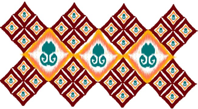 Ethnic ikat pattern background Traditional pattern on the fabric,   Aztec geometric art ornament print.Design for carpet, wallpaper, clothing, wrapping, fabric, cover, textile