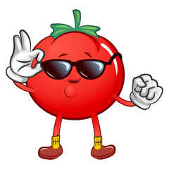funny tomato cartoon with sunglasses
