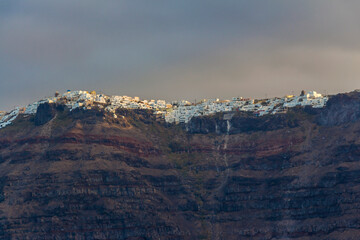 view of the city of Thera and cliff. Greek islands, Santorini. Greece.