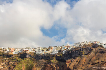 view of Oia town and cliff. Greek islands, Santorini. Greece.