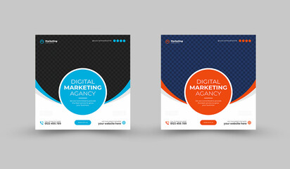 Obraz premium Digital markting agency or corporate Business flyer, banner or social media instagram post, web banner template