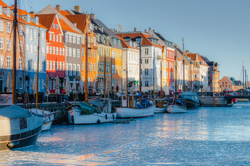 Frozen Nyhavn canal in Copenhagen - advertisement free