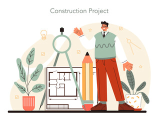 Architect concept. Idea of architectural project and construction