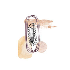 Abstract composition in yellow and black colors. Watercolor illustration. Sketch. Drawing with a brush. Stylish. Art. Design. Element. Beautiful. Spots and circles.