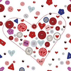beautiful festive heart pattern with buttons for web design