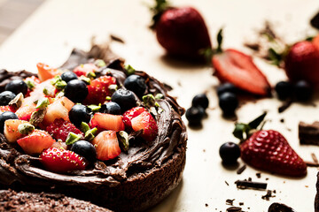 Chef is making chocolate cake