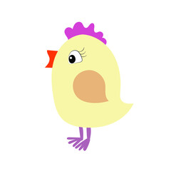 A cute yellow chick, a sweet little birdy, baby chicken character