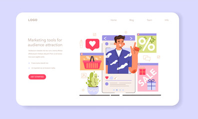 Marketing tools for audience attraction. Social media content manager