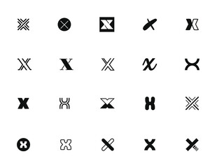 Monogram, Logo, X, Buchstabe, Icon, Vektor