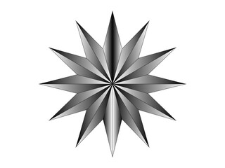 Grafika wektorowa przedstawiająca gwiazdę z dwunastoma ramionami. Poprzez zastosowanie przejść tonalnych uzyskano efekt 3D. - obrazy, fototapety, plakaty